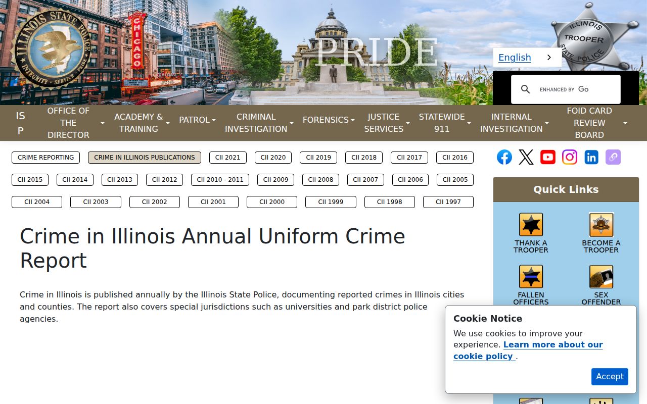 Illinois arrest statistics in ISP Crime in Illinois reports