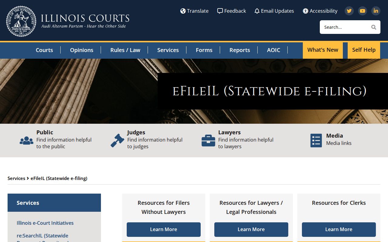 Illinois court case records through eFileIL and re:SearchIL