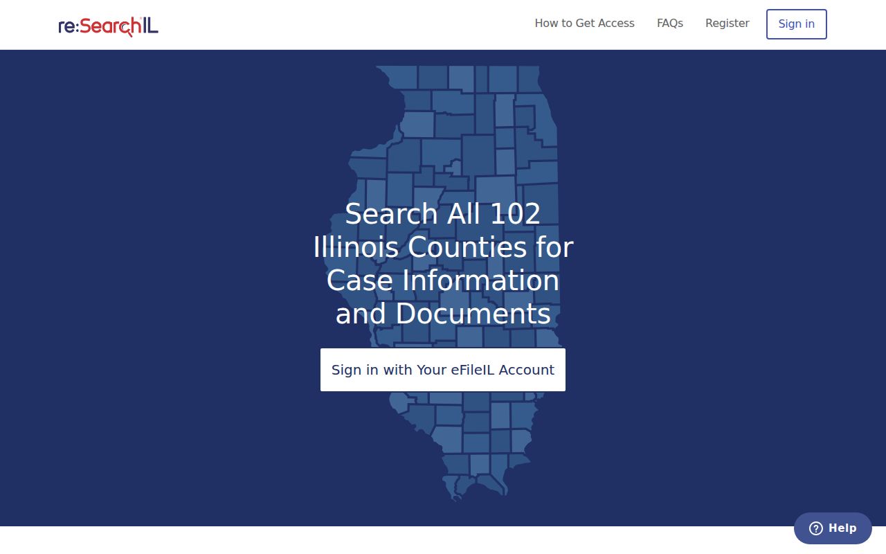 Illinois court case lookup on the re:SearchIL search interface