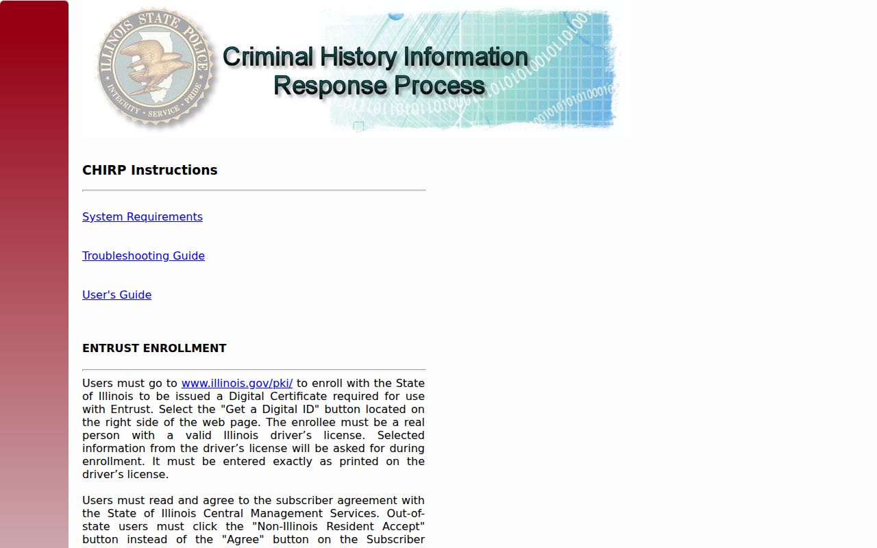 Illinois State Police criminal history CHIRP conviction search