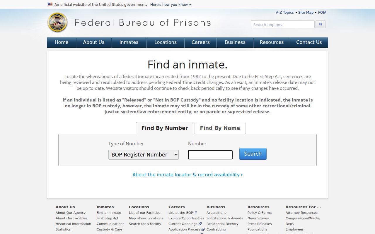 Illinois criminal history federal BOP inmate locator