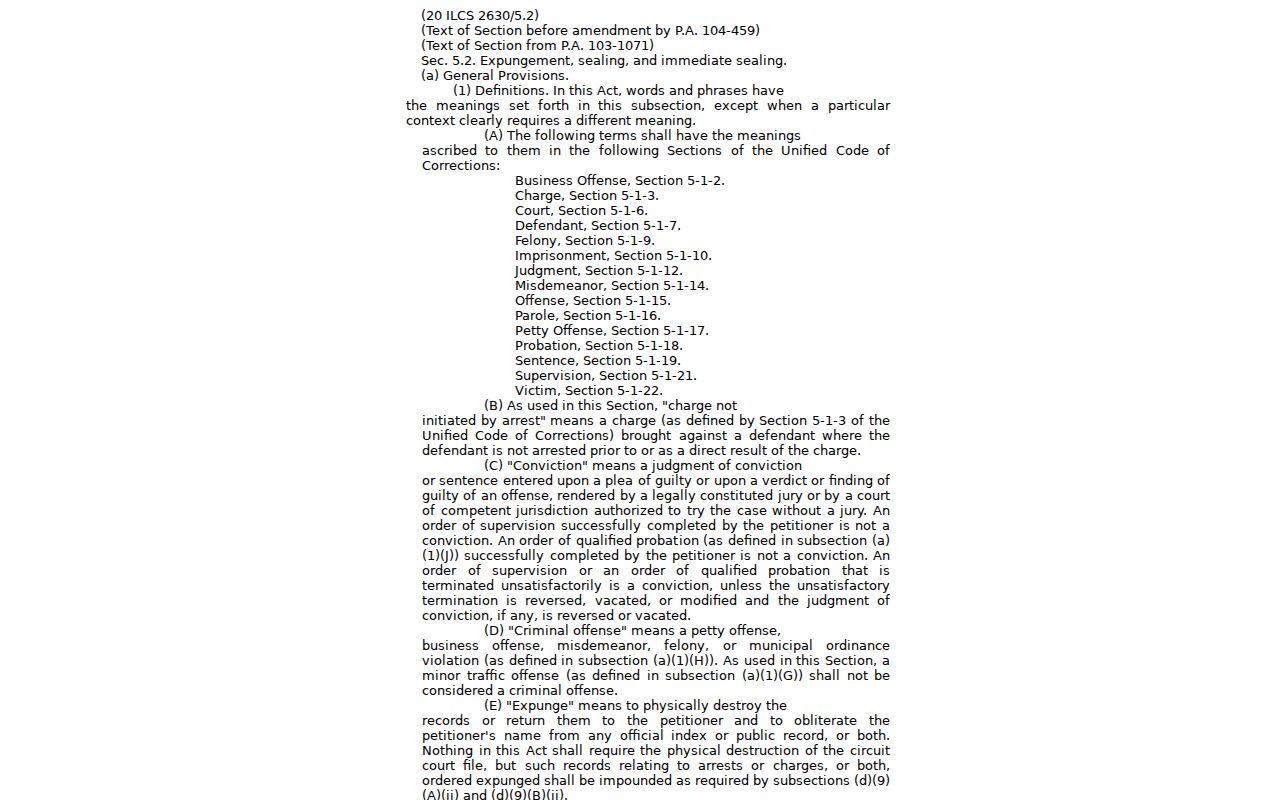 Illinois criminal history Clean Slate automatic sealing statute