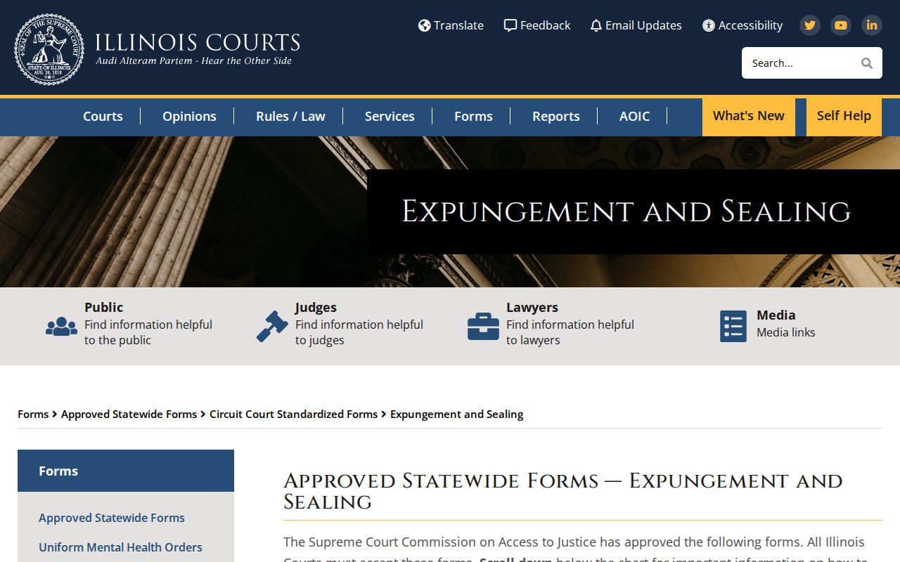 Illinois criminal history expungement and sealing forms