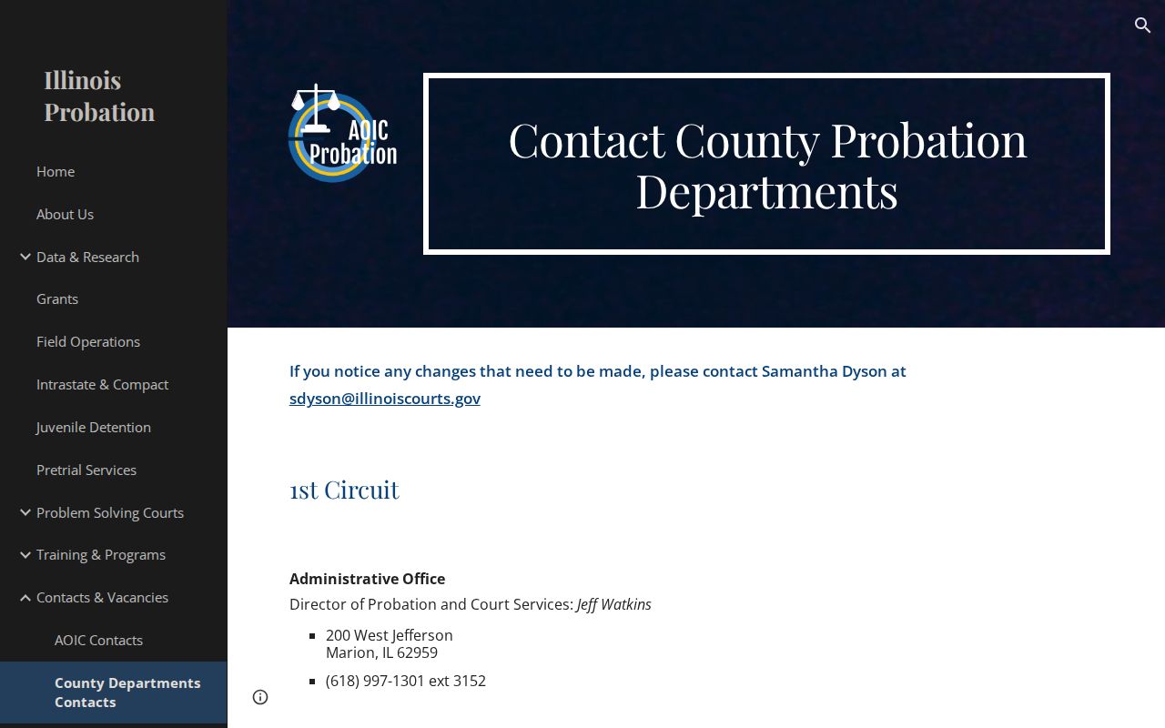 Illinois criminal history county probation department directory