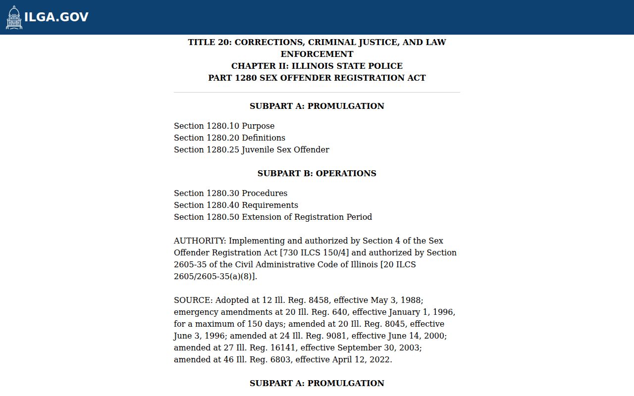 Illinois sex offender registry administrative registration rules