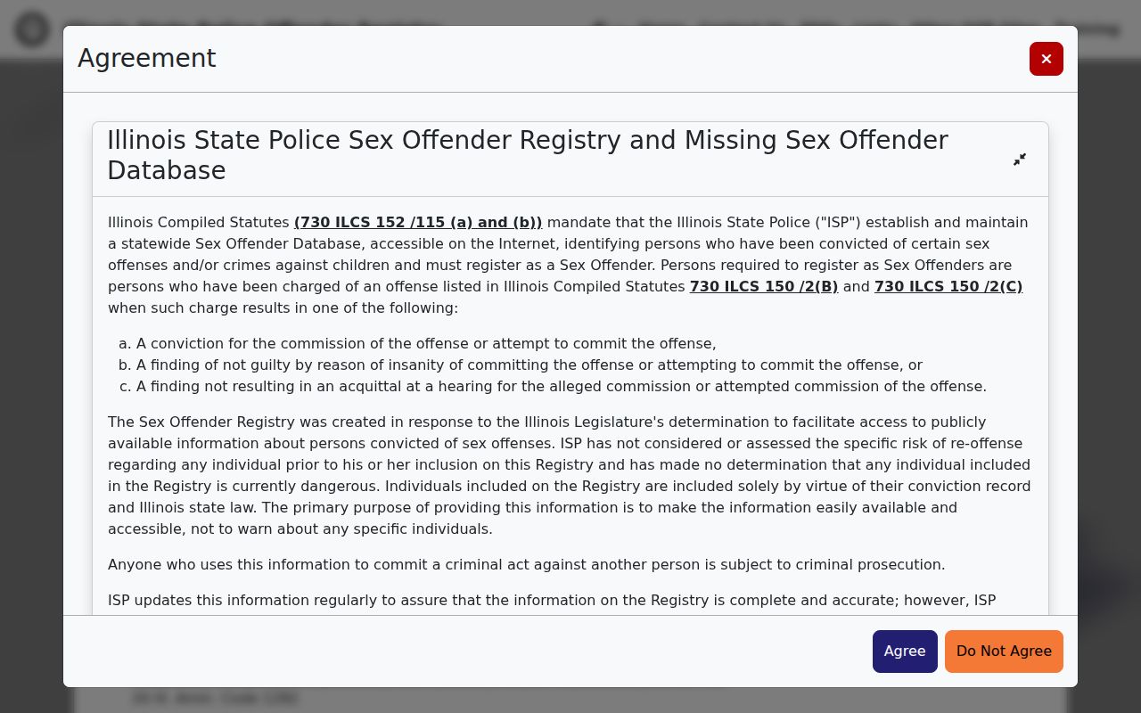 Illinois sex offender registry Offender Registration Unit information